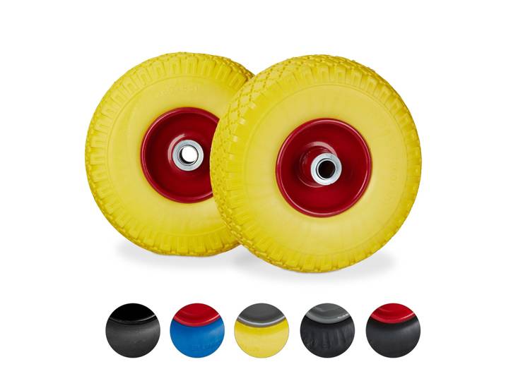 Sackkarrenrad mit Stahlfelge 2er-Set Gelb-Rot