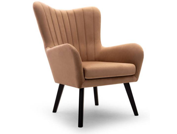 Sepro Meble Sessel Braun Tedi Auf Holzbeinen Gepolstert Stoff Velluto, 76x100x78 cm, Wohnzimmer, Sessel, Polstersessel