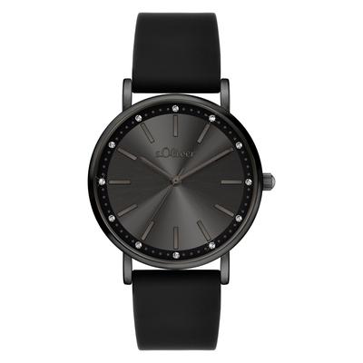 Quarzuhr S.OLIVER "Modern Statement", schwarz, Armbanduhren, Damen, Quarzuhr, Armbanduhr, Damenuhr, Silikonarmband, analog