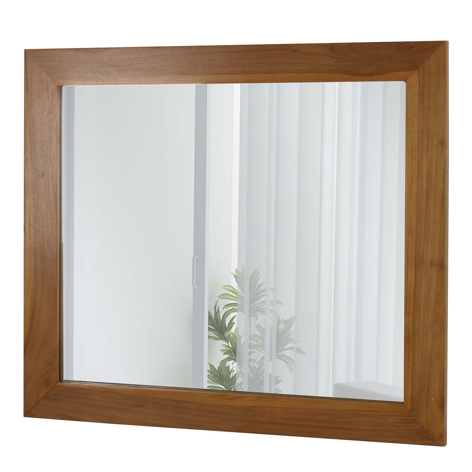 Teak-Wandspiegel MCW-M75, Badspiegel, Holzrahmen, hochwertiges B-Grade-Teak (Kernholz, 20-30 Jahre), 71x80cm