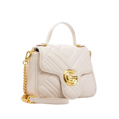 Handtasche "KATTY", Damen, Gr. B/H/T: 21cm x 16cm x 9cm, creme, Lederimitat, GABRIELLA G BY GABRIELLA GUCCI, Taschen Handtasche, Damen Umhängetasche, Handtasche, Tragetasche mit Logoverzierung