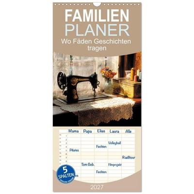 Familienplaner 2027 - Wo Fäden Geschichten tragen mit 5 Spalten (Wandkalender, 21 x 45 cm) CALVENDO