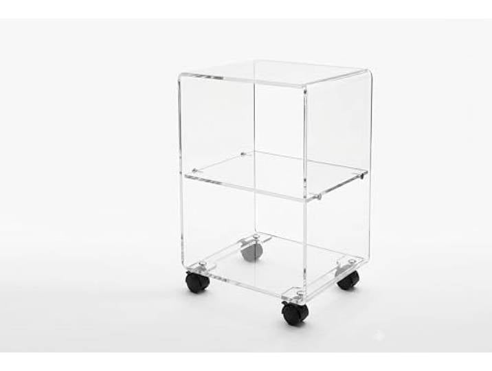 Slato Beistelltisch mit DREI Ebenen für Wohnzimmer, modernes Design, aus transparentem Acryl Cleo