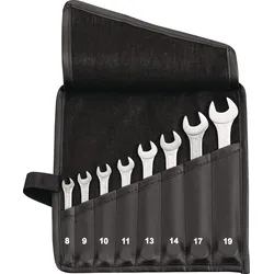 Ringmaulschlüsselsatz 8-tlg.SW 8-19mm Form A CV-Stahl in Rolltasche TECWERK