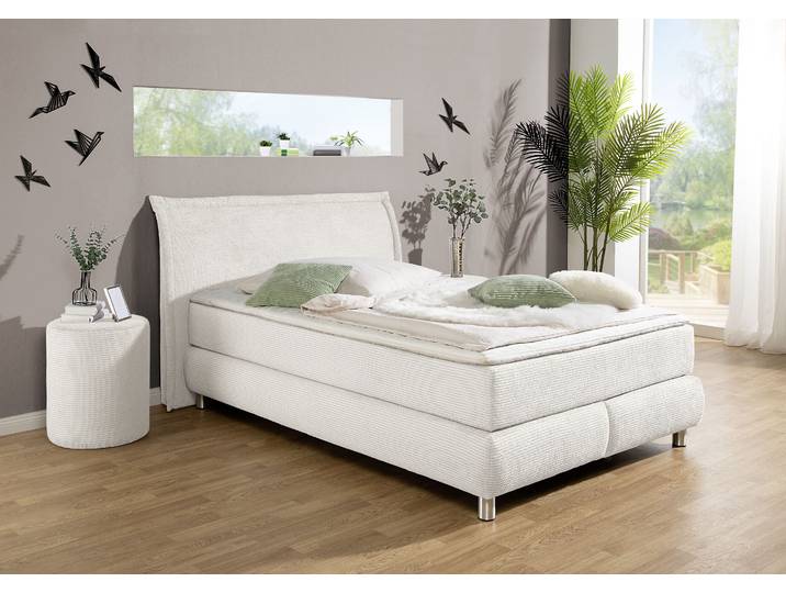 Boxspringbett, Beige, 167x215 cm, Strukturstoff, H4, Modern, Inosign