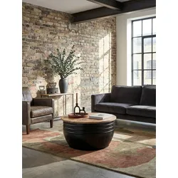 Couchtisch Schwarz Mango Holz Metall Industrial Stil 60x41x60 cm mit Stauraum