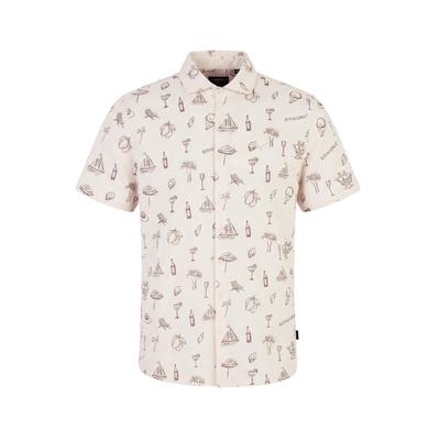 Kurzarmhemd KLEINIGKEIT "Kleinigkeit Travel Scott", Herren, Gr. M, US-Größen, beige (frappé), 60% Baumwolle, 40% Polyester, unifarben, normal, Hemden