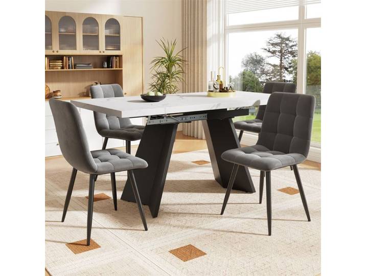 Table Extensible Salle a Manger avec 4 Chaises Table Extensible de Cuisine 4 Personnes Salle a Manger Complete Chaises Velours