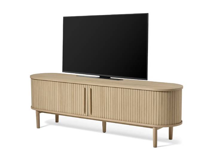 Furniertes TV-Lowboard MDF Mitteldichte Holzfaserplatte , furniert Holz/Beige/Eiche Hell 180 x 56 x 40cm