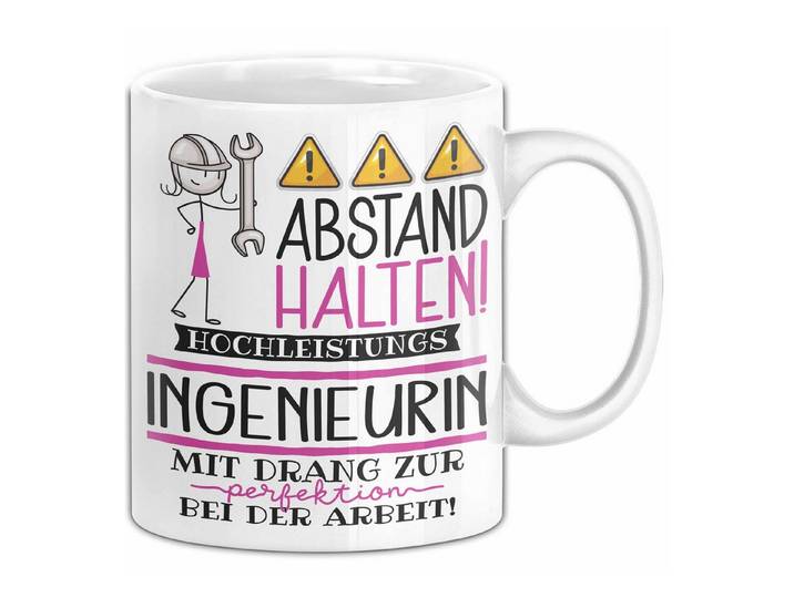 Trendation Tasse Ingenieurin Tasse Geschenk Lustig Abstand Halten Hochleistungs-Ingen
