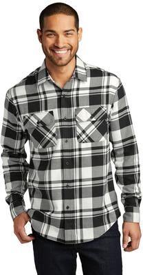 Port Authority W668 Plaid Flannel Shirt in Snow White/Black size 4XL