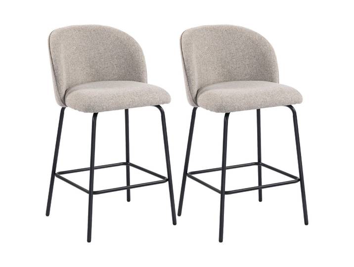 Homcom Barhocker 2er Set Polyester Stahl Hellgrau, Metall, Füllung: Schaumstoff,Schaumstoff, 50x93x55 cm, Esszimmer, Barmöbel, Barhocker