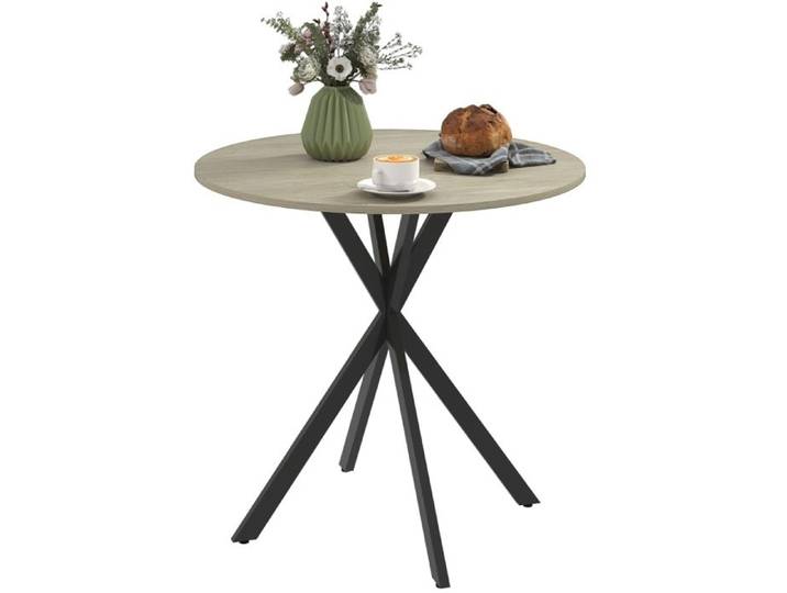 Table A Manger Ronde Chene 2 Personnes Table De Cuisine Industrielle FloraGrace Pour Cuisine Ou Bureau Montage Facile 80x75cm