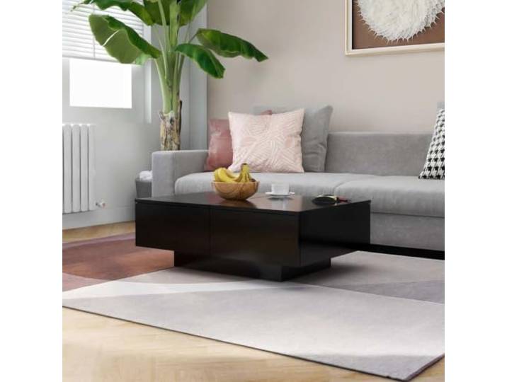 HEFZGDB Couchtisch Schwarz 90x60x31 cm Holzwerkstoff mit robuster Tischplatte für Getränke und Snacks, ideal als Beistelltisch und Wohnzimmermöbel, leicht zu reinigen, platzsparendes