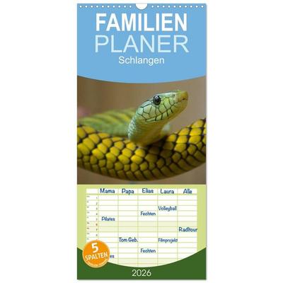 Familienplaner 2026 - Schlangen mit 5 Spalten (Wandkalender, 21 x 45 cm) CALVENDO