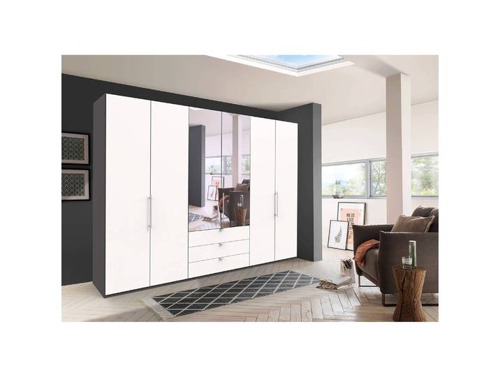 Armoire à portes pliantes III 216cm Marron/Havanna/Blanc 2 miroir