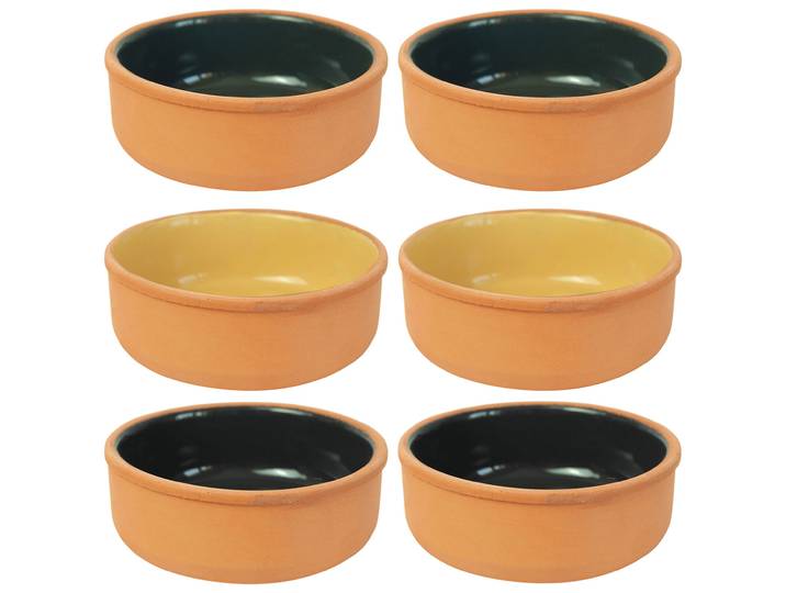Tapas Schalen 6er-Set aus Terracotta, Tapas Set in 3 Farben, je 12 x 12 x 4 cm