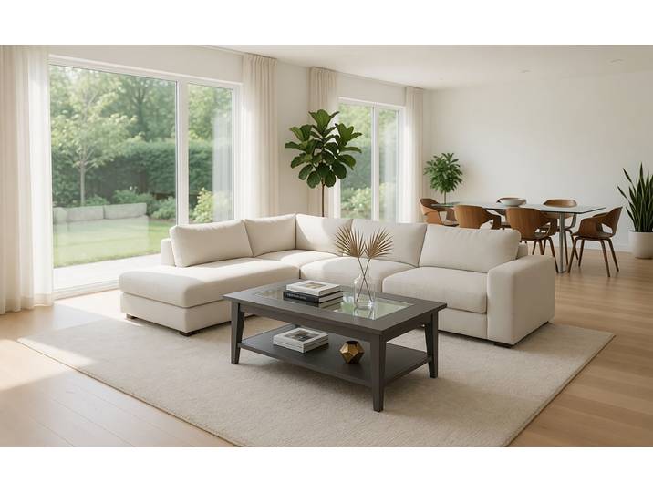 Couchtisch mit Glasplatte Typ A 110 x 70cm Grau/Grau
