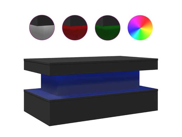 Elégance Table - HUABLBO - Table basse de salon - avec lumières LED noir 90x50x40 cm &23193