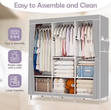 Inspired Finds Large Capacity Portable Wardrobe Closet Storage Organizer With Dustproof Non Woven Fabric Cover And Quick Assembly Frame Large Capacity Portable Wardrobe Closet Storage Organizer With Dustproof Non Woven Fabric Cover And Quick Assembly Fram