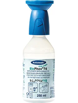 GRAMM medical healthcare GmbH Augenspülflasche ACTIOMEDIC® EYE CARE mit BioPhos®74, 250 ml, bei Verätzung durch Chemikalien 500.100.74200