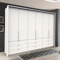 Falttürenkleiderschrank mit neun Schubladen Weiß