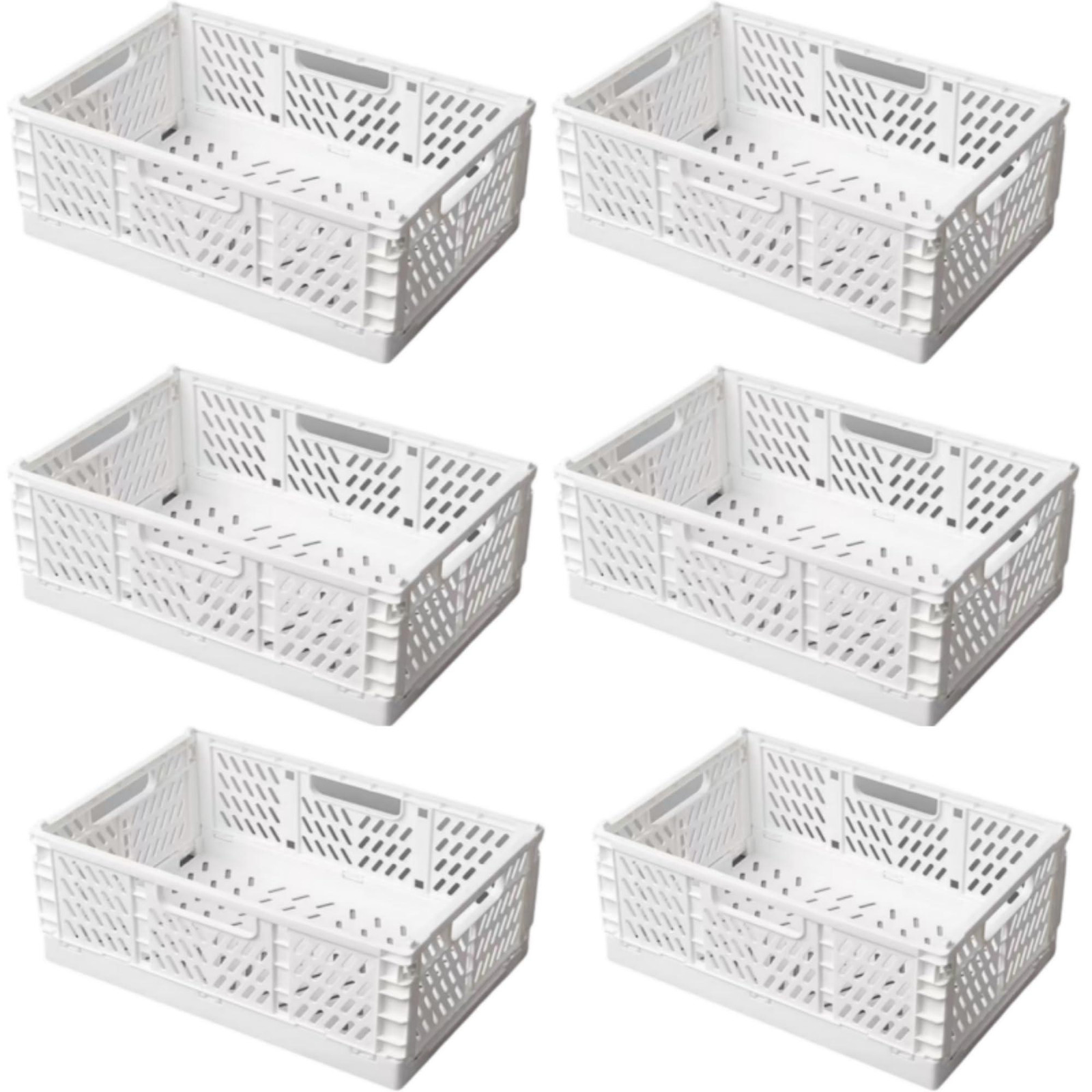 Set van 6 vouwbare opslagdozen van plastic voor volwassenen