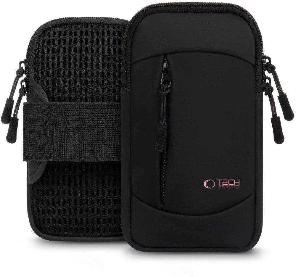 Tech-Protect - Universal Løbearmbånd - Sort / Lyserød