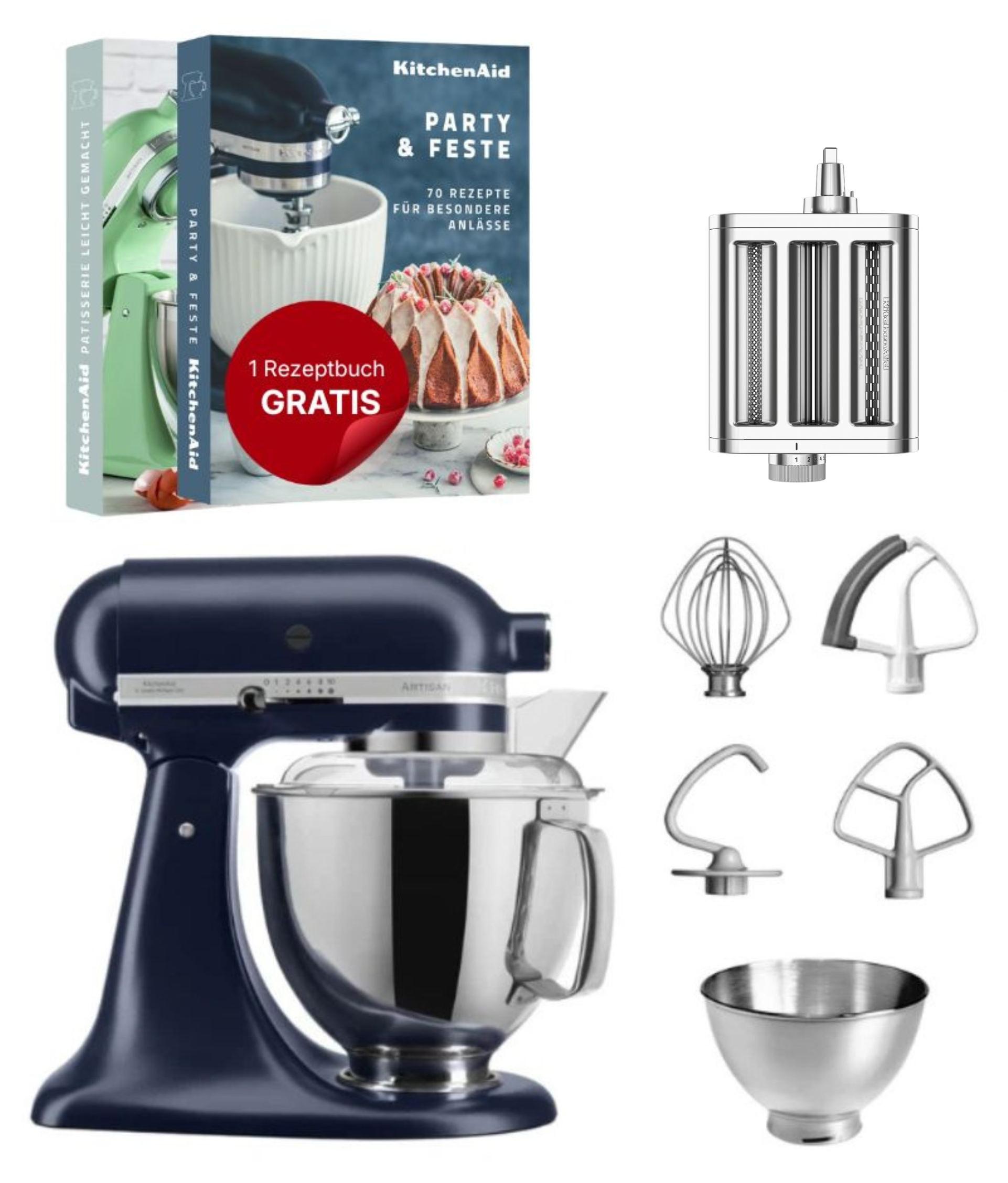 KitchenAid 4,8 L 5KSM175 Artisan Küchenmaschine Pastalover mit Nudelwalzen 3er- Set Tintenblau