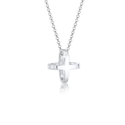 Kette mit Anhänger ELLI "Halskette Kreuz 925 Sterling Silber" Gr. 45, silber, Halsketten, Damen, ohne Stein, Silber 925 (Sterlingsilber)
