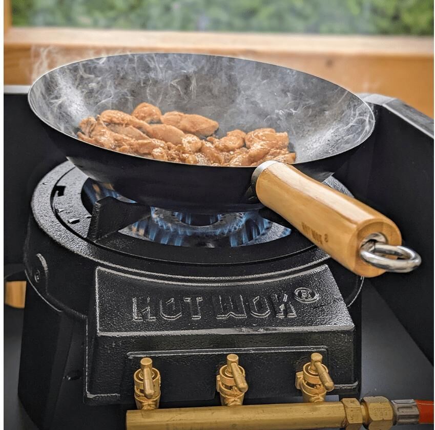 Gasgrill "Hot Wok Pro 12 kW + regulator & wok Hochleistungs-Wok-Set", schwarz, B:28cm H:26cm T:34,5cm, Grills, Gasgrill schwarz B/H/T: 28cm x 34,5cm