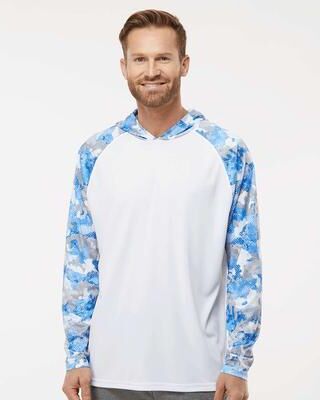 Paragon 240 Tortuga Extreme Performance Hooded T-Shirt in White/Blue Mist size XS   Polyester
