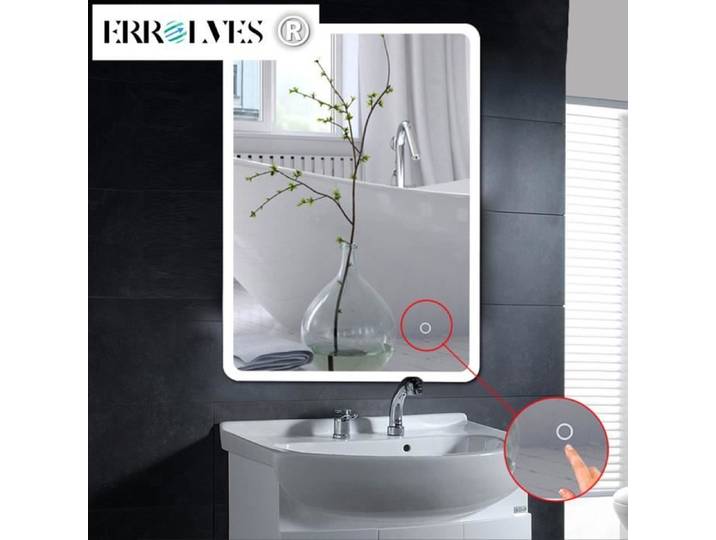 Miroir de salle de bain LED - ERROLVES - 80x60 cm - Miroir grossissant - Éclairage LED - Anti-buée