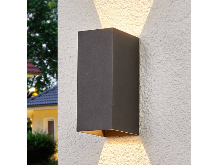 Mikka Applique Murale d'Extérieur IP54 Dark Grey - Lucande - Terrasse - Moderne - Métal - Angulaire