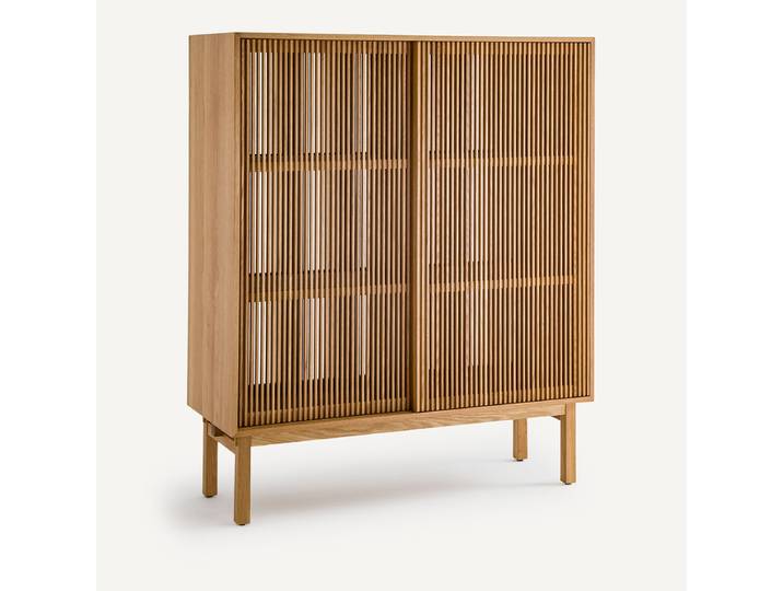 AM.PM Buffet haut plaqué chêne et chêne ajouré, Tinos Beige