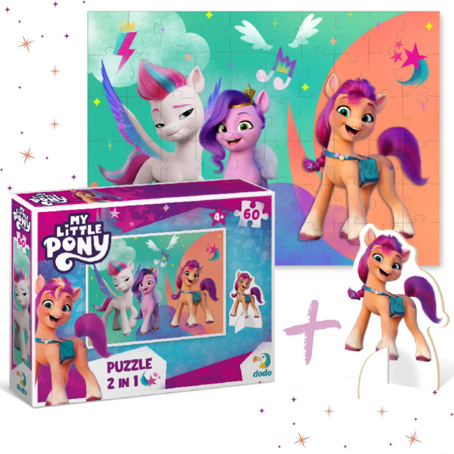 DoDo My Little Pony Puzzel met Ponyfiguur, 60-delige Puzzel voor Kinderen