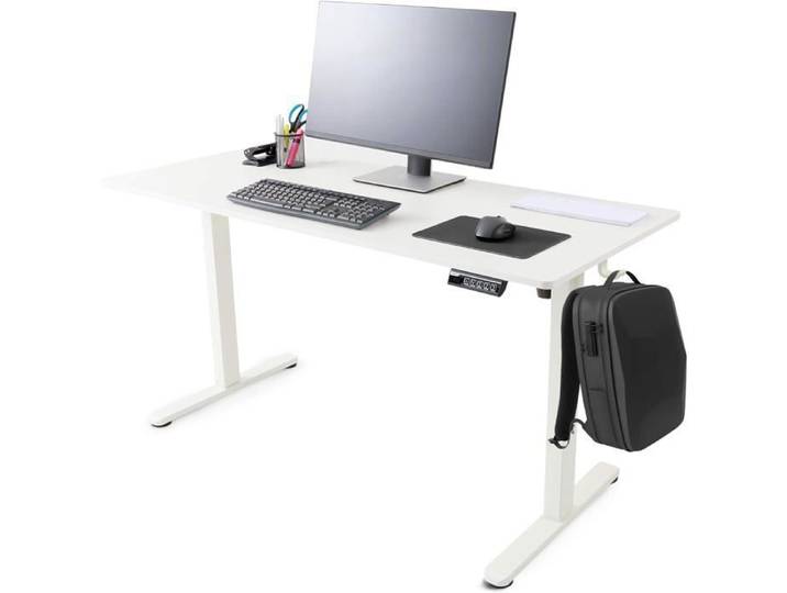 AREBOS Bureau à hauteur réglable électriquement 120x60 cm Fonction mémoire Table d'ordinateur réglable 72-118 cm Blanc