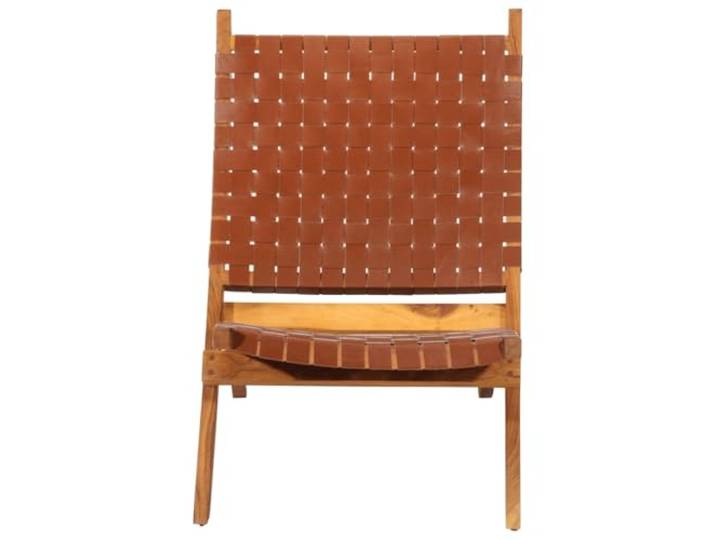 RJPLMFV Klappstuhl aus echtem Leder, Braun, Rahmen aus Akazienholz Echtes Ziegenleder, Rahmen aus massivem Akazienholz, faltbares Design, maximal 110 kg pro Sitz