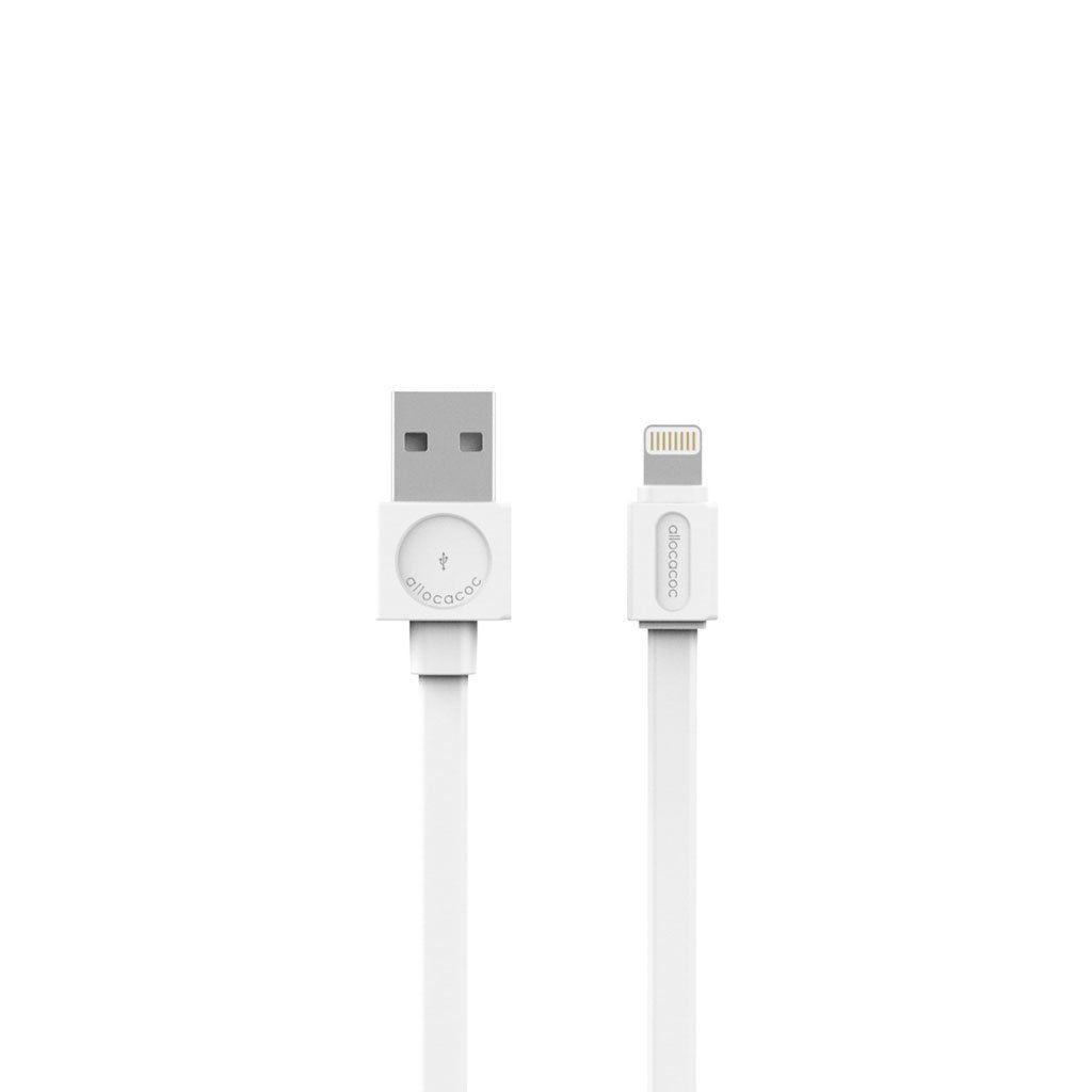 Allocacoc USB-oplaadkabel Flat - Apple Lightning - Wit - 1,5 m