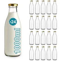 Espírito rebelde 24 leeren Glasflaschen à 1000 ml mit Deckel - Glasflaschen für Saft, Milch, Grillen, Saucen