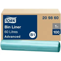 Tork 60 l Abfallsäcke Transparent B1, 55 % recycelt, Rolle für einfache Wartung,...