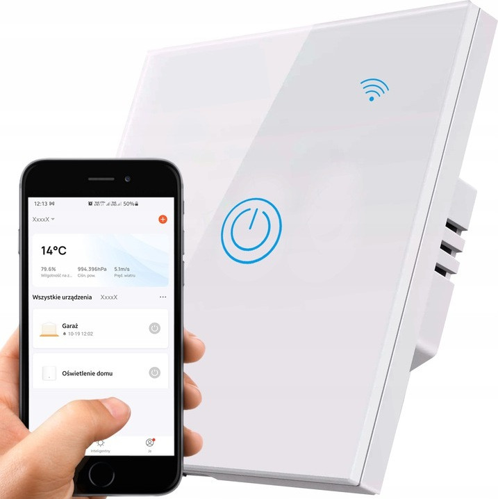 Lamex Witte Wi-Fi Lichtschakelaar met één druk op de knop