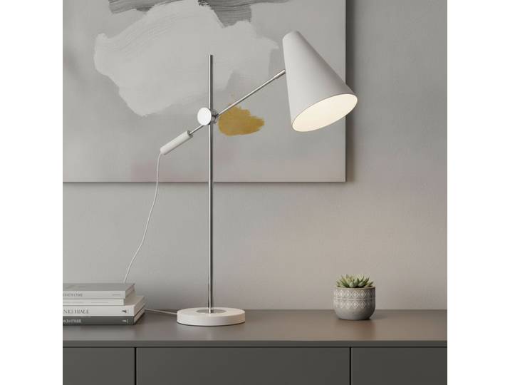 Strakke bureaulamp Obscur wit met chroom Artdelight - TL OBSCUR WI
