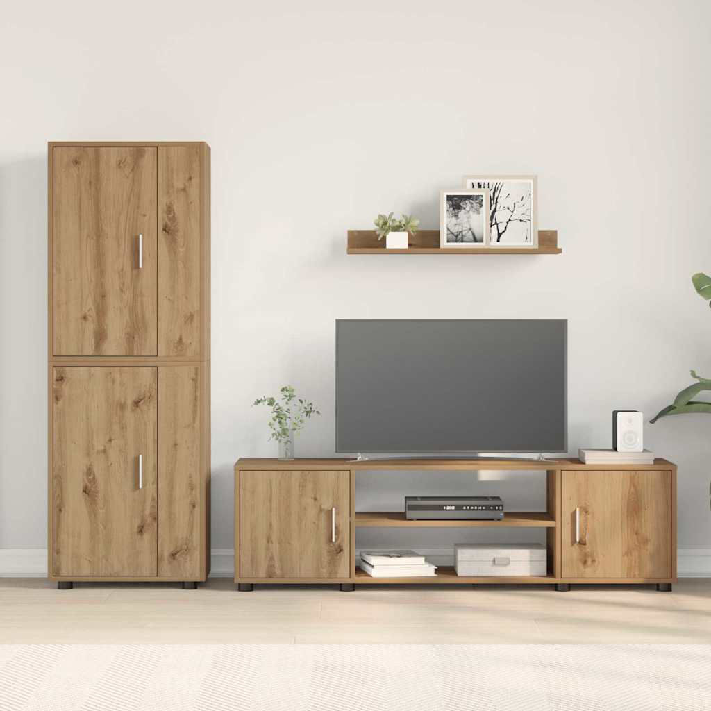 Latitude Run 4 Piece TV Cabinet Set 4 Pcs Engineered Wood Artisan Oak 88"