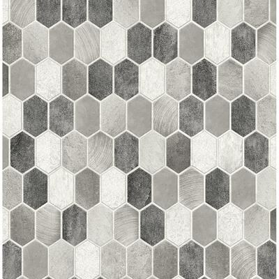 NextWall Brushed Hex Tile Peel and Stick Wallpaper