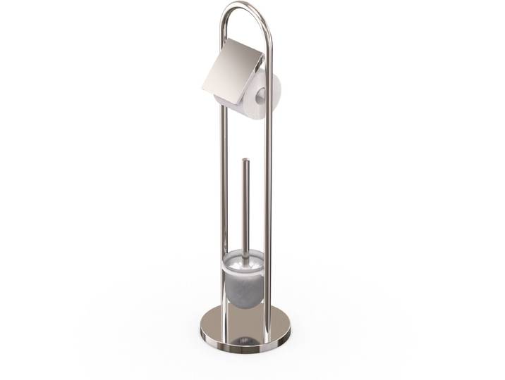Toiletbutler - 79 cm - met toiletborstel - rvs - zilver