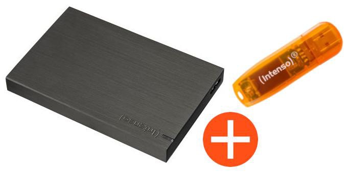 Intenso Memory Board 2 TB externe Festplatte Bundle mit Rainbow Line 64GB USB Stick