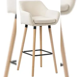 DELUKE Barhocker MIRID - Stoff Beige 51x50x101 cm | Barstuhl Mit Lehne Tresenhocker Tresenstuhl Kneipenhocker Kneipenstuhl