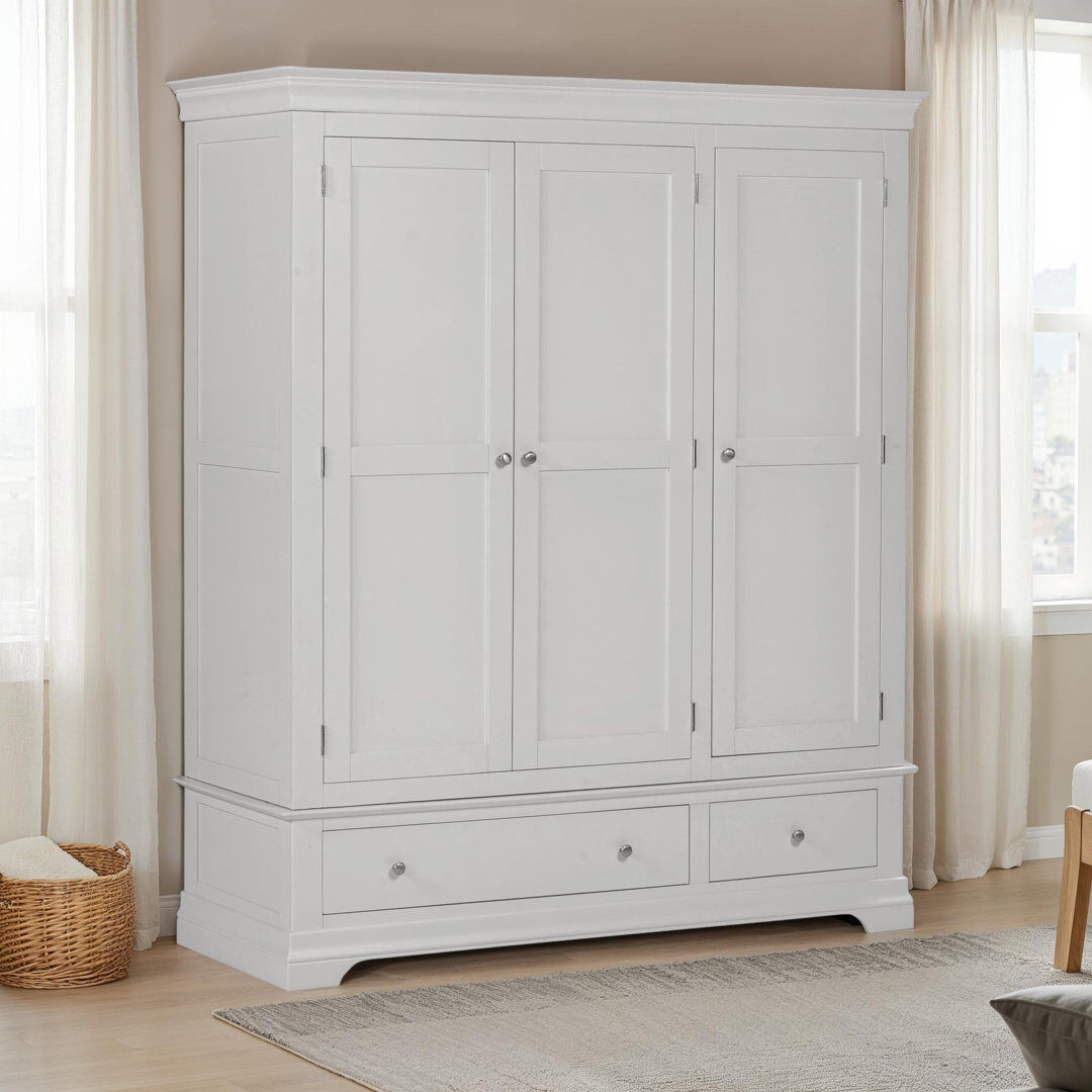 ClassicLiving Adaleya 3 Door 2 Drawer Wardrobe Grey 162cm W X 63cm D