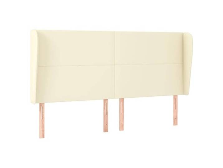 Makastle Kopfteil mit Ohren Creme Kunstleder 163x23x118 cm Höhenverstellbar